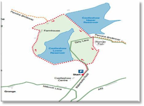 Castleshaw Valley Reservoirs Walk Map